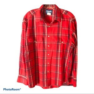 Wrangler Pearl Button Red/Navy Shirt Large